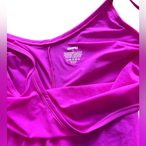 SKIMS Dresses & Skirts - Skims Hot Pink Slip Dress Size S Bodycon Spaghetti Strap Shapewear Mini Dress